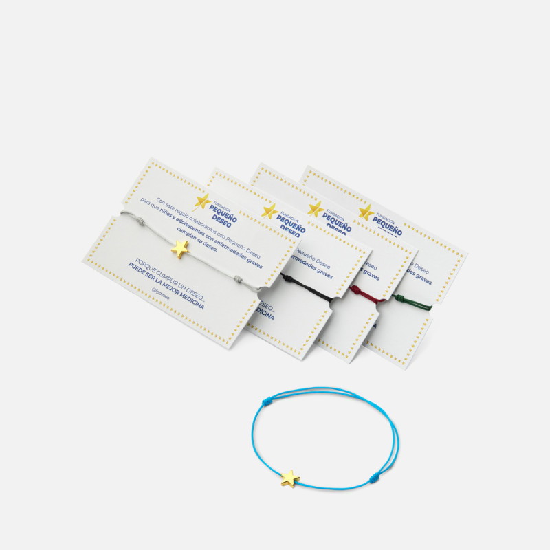 Detalle del pulsera hilo colores para bodas y eventos solidarios | Pulsera hilo colores presentado como regalo solidario